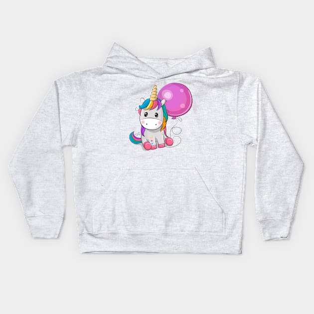 Cute Unicorn Kids Hoodie by Reginast777